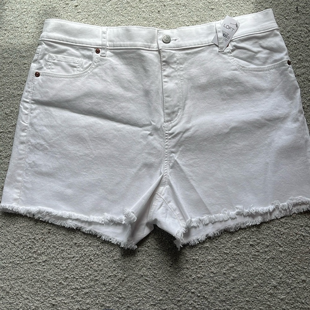 LOFT White Cut Off Jean Shorts, Size 32